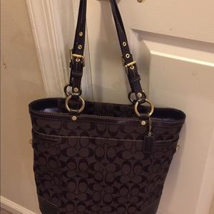 Chocolate brown Coach bag with dust cover